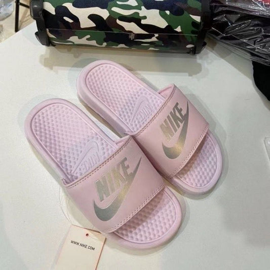 Baby Pink Nike - Studded Cushion Slides (Easy-Step)