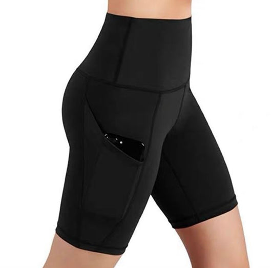 Short de motard fitness noir mat pour femmes (DRI-FIT ADV) - avec poches