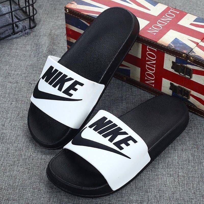 White Logo Branded  Nike - Smooth Cushion Slides (Easy-Step)