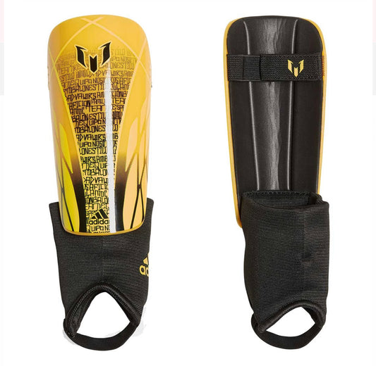 Black, Yellow- Adidas Nemeziz Messi Edition Synthetic (Pro-Level) Indented Interior Shin Guards