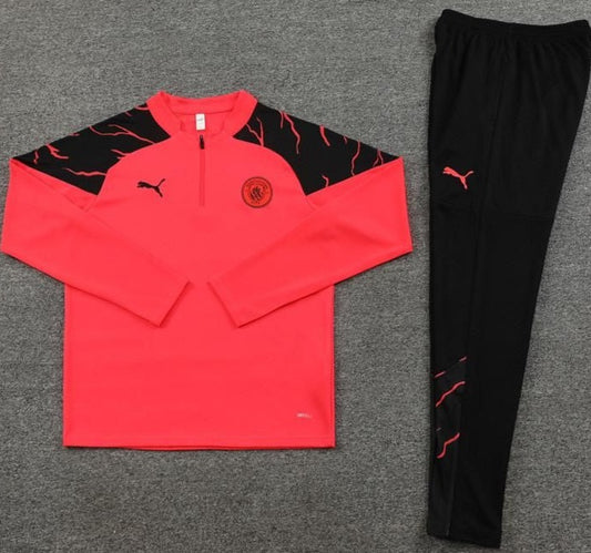 Manchester City Glow Red, Black Shoulder Abstract Quarter Zipper Tracksuit (DRI-FIT ADV)