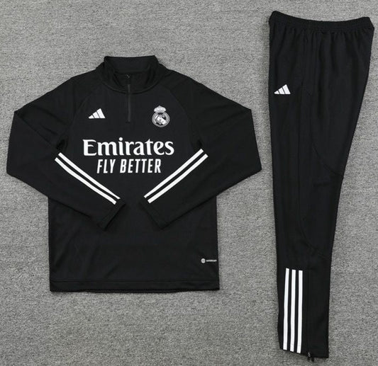 RMCF Black, White Stripes w/ Sponsor Quarter Zipper Tracksuit (DRI-FIT ADV)