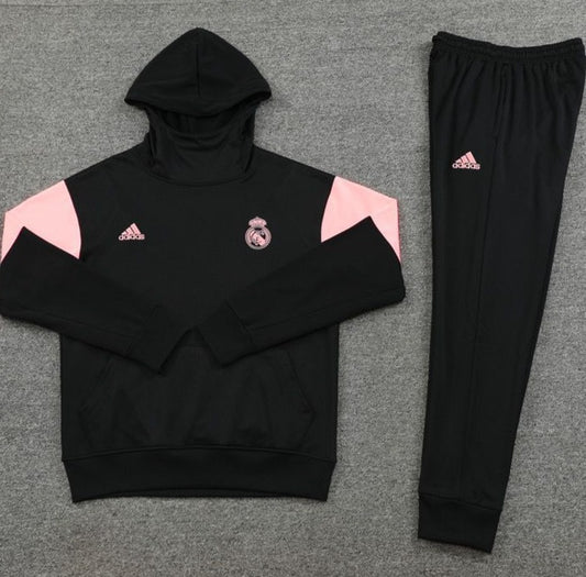 Real Madrid Full Set Black, Pink Shoulder Accent Sweatshirt Tracksuit (DRI-FIT ADV)