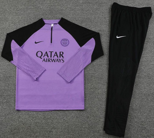 Paris St. Germain Purple Black w/ Sponsor Quarter Zipper Tracksuit (DRI-FIT ADV)