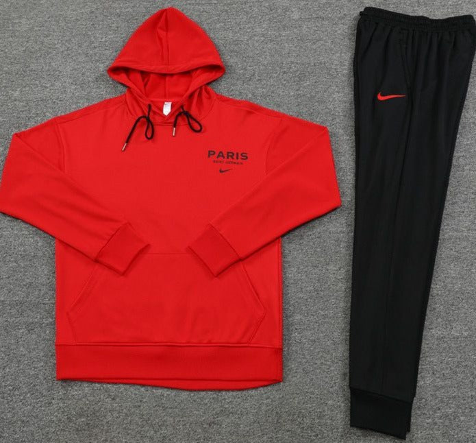 Paris St. Germain Anthem Full Set, Red Sweatshirt w/ Black Pants Tracksuit (DRI-FIT ADV)