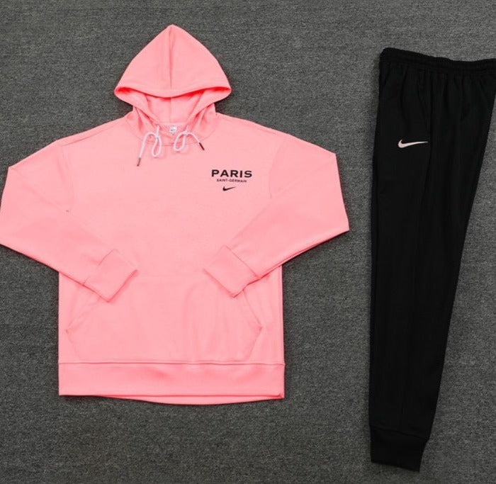 Paris St. Germain Anthem Full Set, Pink Sweatshirt w/ Black Pants Tracksuit (DRI-FIT ADV)