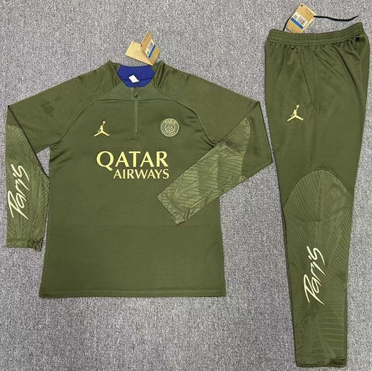 Paris St. Germain Jade Green w/ Sponsor Quarter Zipper Tracksuit (DRI-FIT ADV)