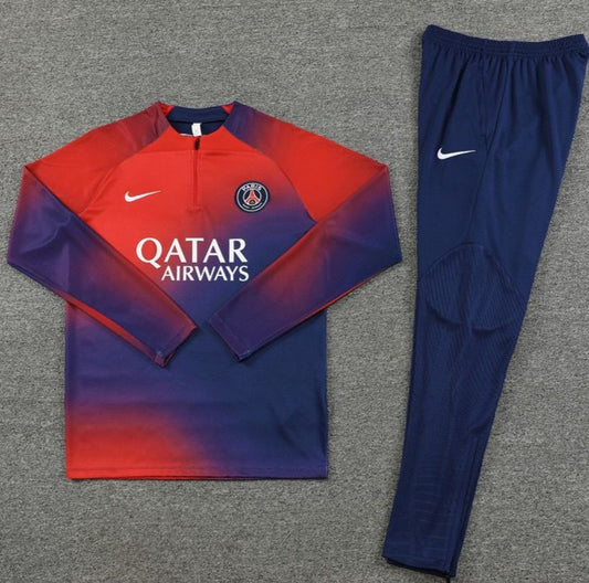 Paris St. Germain Red, Blue Dye w/ Sponsor Quarter Zipper Tracksuit (DRI-FIT ADV)