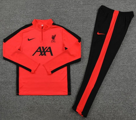 Liverpool FC Red, Black w/ Sponsor Quarter Zipper Red Seam Tracksuit (DRI-FIT ADV)