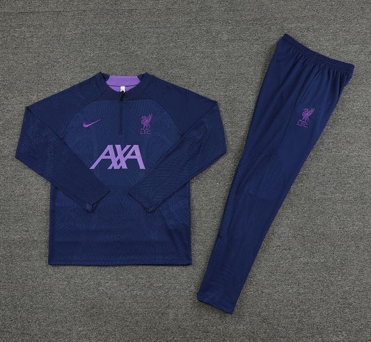 Liverpool FC Full Set Solid Purple w/ Sponsor - Quarter Zipper Tracksuit (DRI-FIT ADV)