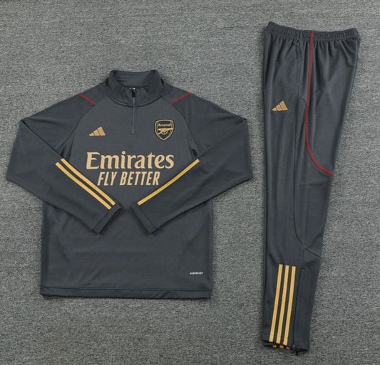 Arsenal FC Silver (Gold Accent) w/ Sponsor Quarter Zipper Tracksuit (DRI-FIT ADV)