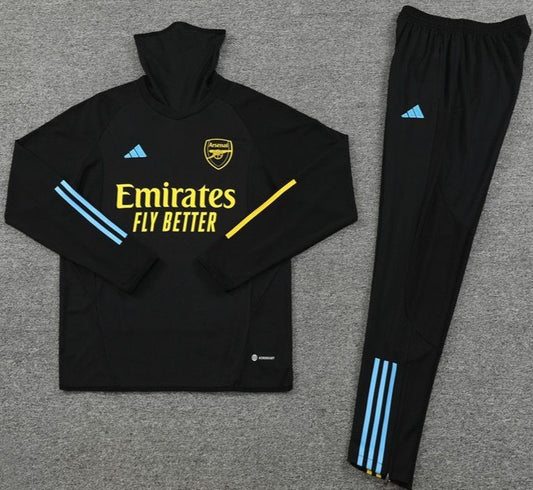 Arsenal FC Black/Blue, Canary Accent Crewneck Tracksuit (DRI-FIT ADV)