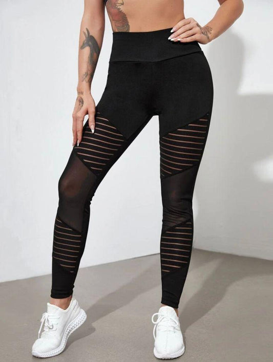 Mallas largas de fitness para mujer Noir Blinds con malla transpirable (DRI-FIT ADV)