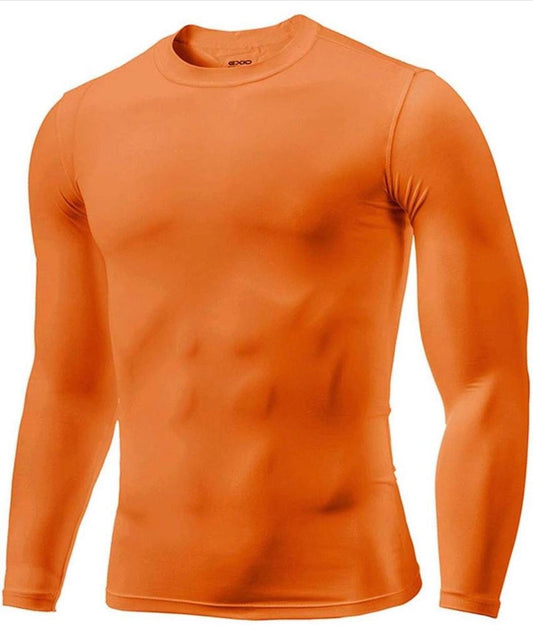 Camiseta de compresión fitness naranja para hombre (DRI-FIT ADV)