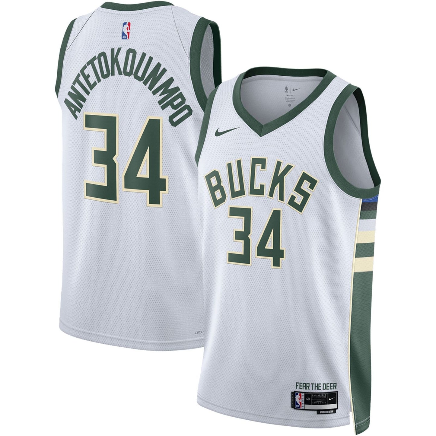 Camiseta de local de la Asociación #34 de Giannis Antetokounmpo de los Milwuakee Bucks (DRI-FIT ADV)