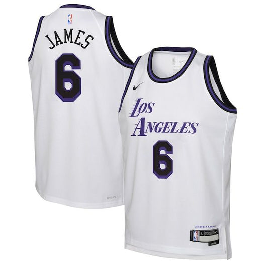 LA Lakers Association 2021-22 [White, Purple Trim] Swingman Home Jersey (DRI-FIT ADV)