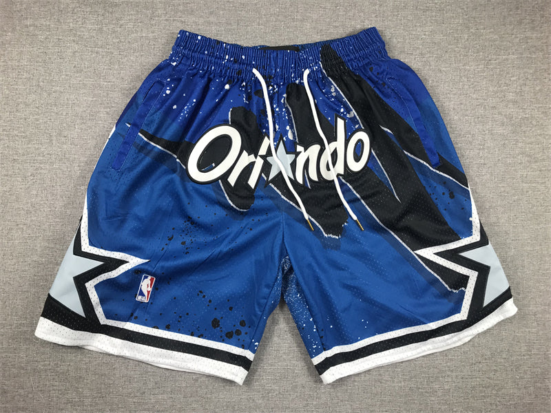 Orlando Magic Authentic Just ☆ Don Royal Blue, Black & White NBA Shorts [80s Retro Theme Inspired]