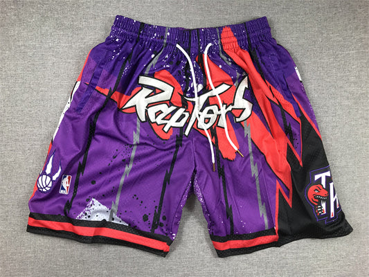 Toronto Raptors Authentic Just ☆ Don Purple, Red & Silver NBA Shorts [80s Retro Theme Inspired]