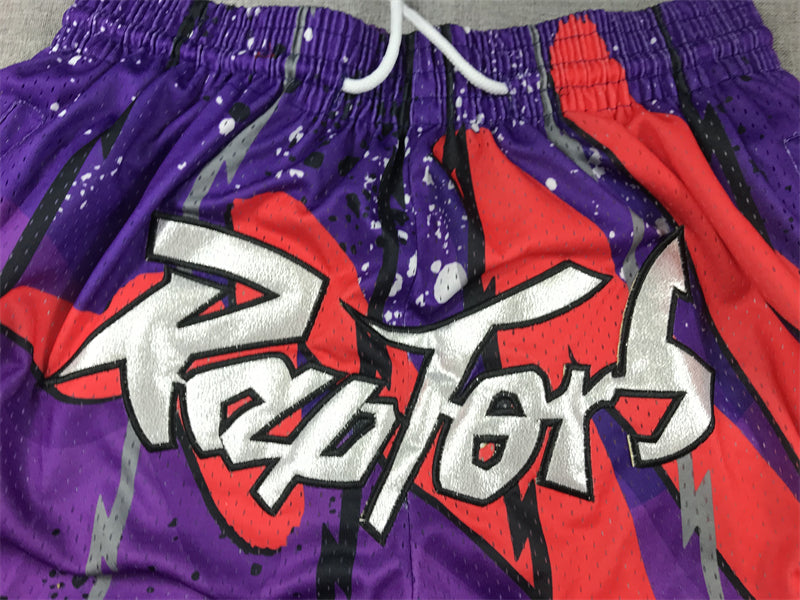 Toronto Raptors Authentic Just ☆ Don Purple, Red & Silver NBA Shorts [80s Retro Theme Inspired]