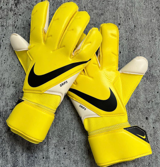 Nike Yellow Leather-Retro Breathable High Performance Pro-Level GK Gloves (Wrist)