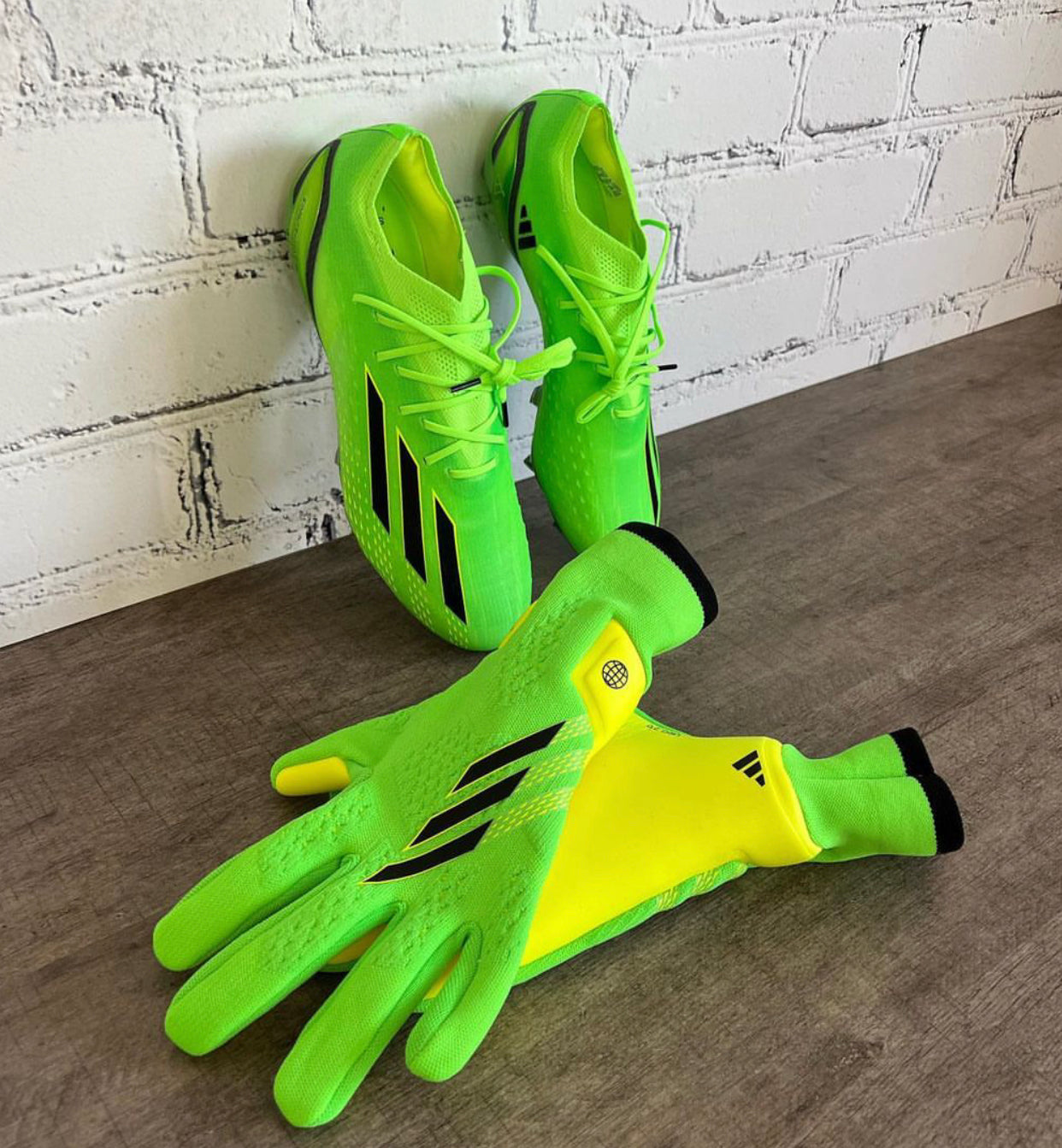 Green, Black & Gold Adidas X Speedflow Breathable High Performance Pro-Level GK Gloves (Mid-Arm)