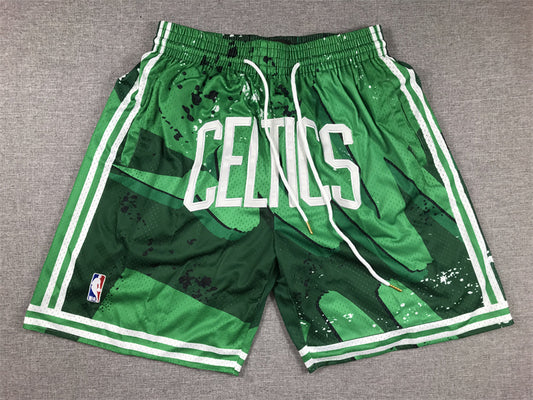 Boston Celtics Authentic Just ☆ Don Irish Green & White NBA Shorts [80s Retro Theme Inspired]