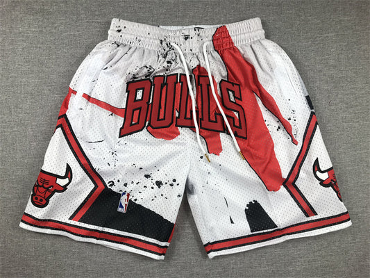 Chicago Bulls Authentic Just ☆ Don White, Crimson NBA Shorts [80s Retro Theme Inspired]