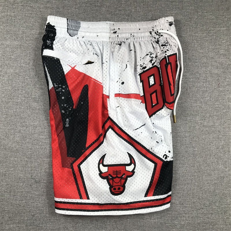Chicago Bulls Authentic Just ☆ Don White, Crimson NBA Shorts [80s Retro Theme Inspired]