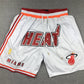 Miami Heat Authentic Just ☆ Don Pearl White, Peach & Red NBA Shorts [Retro-Inspired]