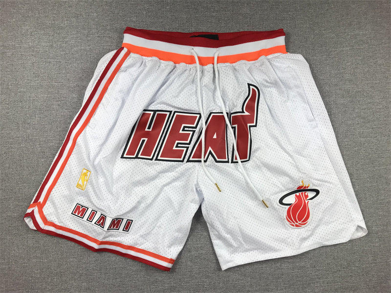 Miami Heat Authentic Just ☆ Don Pearl White, Peach & Red NBA Shorts [Retro-Inspired]