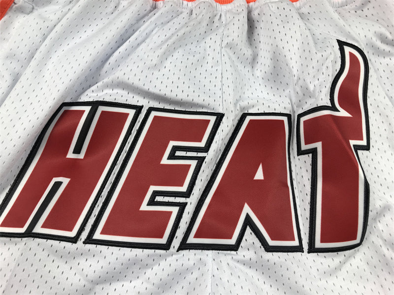 Miami Heat Authentic Just ☆ Don Pearl White, Peach & Red NBA Shorts [Retro-Inspired]