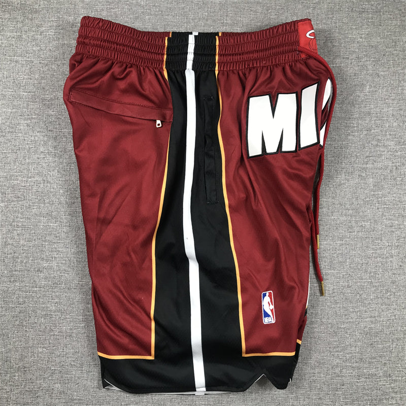 Miami Heat Authentic Just ☆ Don Red, White & Black NBA Shorts [Retro-Inspired]