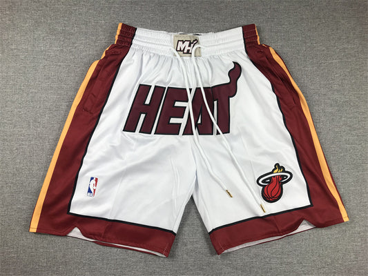 Miami Heat Authentic Just ☆ Don White, Red & Yellow NBA Shorts [Retro-Inspired]