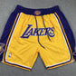 LA Lakers Authentic Just ☆ Don Yellow, Purple NBA Shorts [Retro-Inspired]