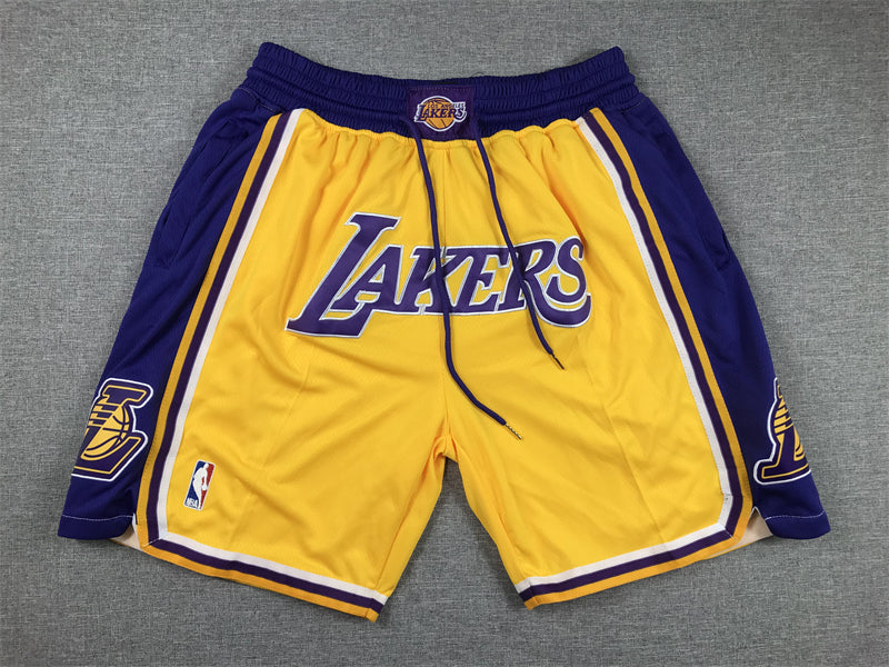 LA Lakers Authentic Just ☆ Don Yellow, Purple NBA Shorts [Retro-Inspired]