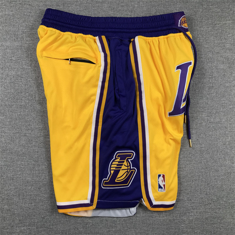 LA Lakers Authentic Just ☆ Don Yellow, Purple NBA Shorts [Retro-Inspired]