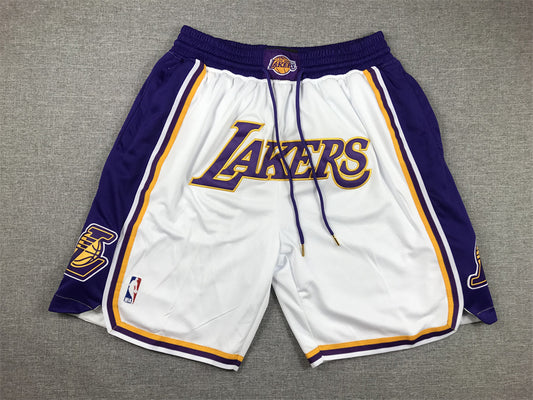 LA Lakers Authentic Just ☆ Don White, Purple & Yellow NBA Shorts [Retro-Inspired]