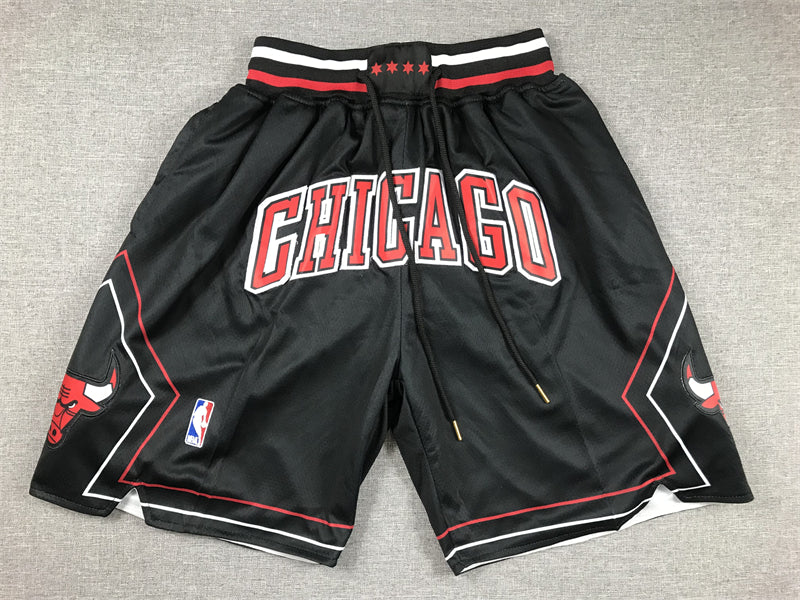 Chicago Bulls Authentic Just ☆ Don Black, Red & White NBA Shorts [Retro-Inspired]