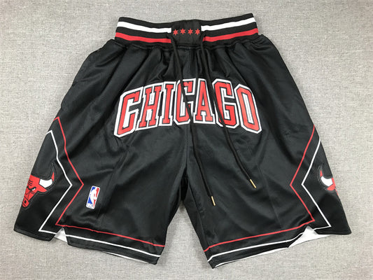 Chicago Bulls Authentic Just ☆ Don Black, Red & White NBA Shorts [Retro-Inspired]