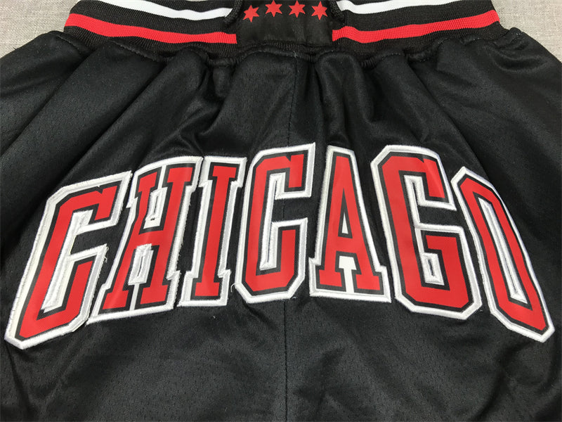 Chicago Bulls Authentic Just ☆ Don Black, Red & White NBA Shorts [Retro-Inspired]