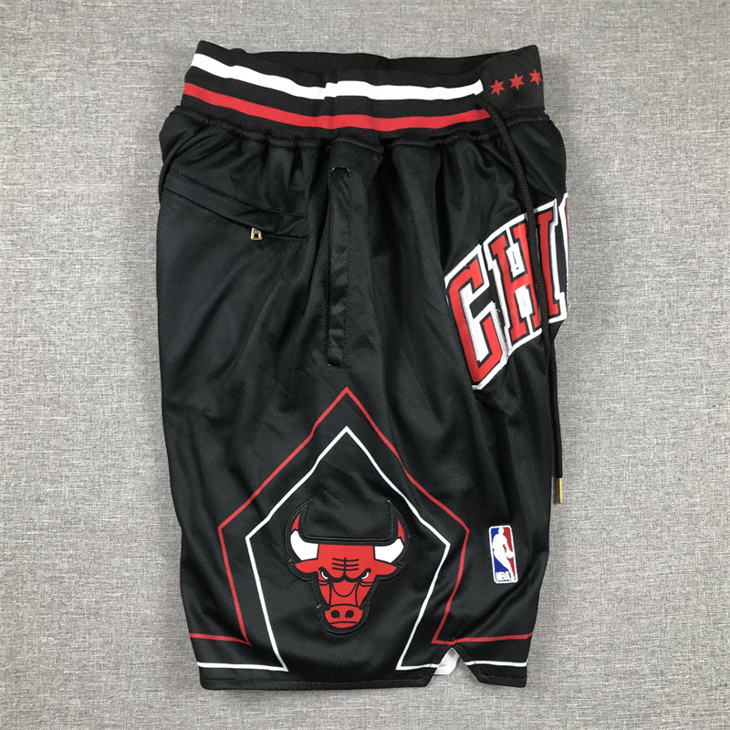 Chicago Bulls Authentic Just ☆ Don Black, Red & White NBA Shorts [Retro-Inspired]