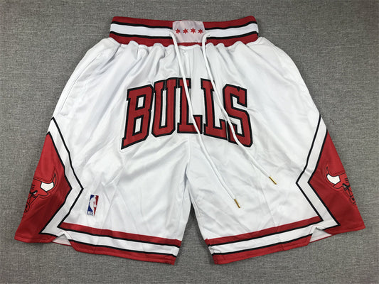 Chicago Bulls Authentic Just ☆ Don White, Red NBA Shorts [Retro-Inspired]