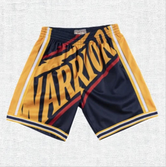 Golden State Warriors Authentic Just ☆ Don Navy Blue & Gold NBA Shorts [Retro Inspired]