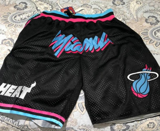 Miami Heat Authentic Just ☆ Don Black, 80s Neon Glow NBA Shorts