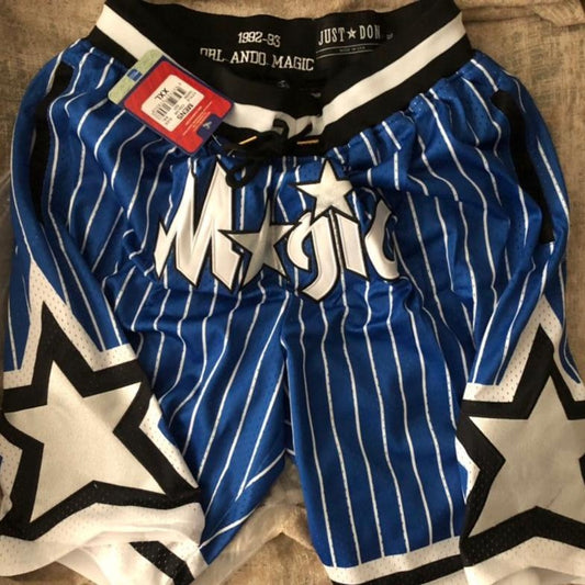 Orlando Magic Authentic Just ☆Don Blue, White Pinstripe NBA Shorts