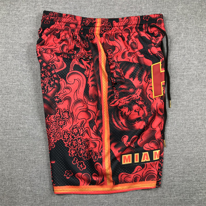 Miami Heat Authentic Just ☆ Don Flame Red, Orange NBA Shorts [Exquisite Edition]