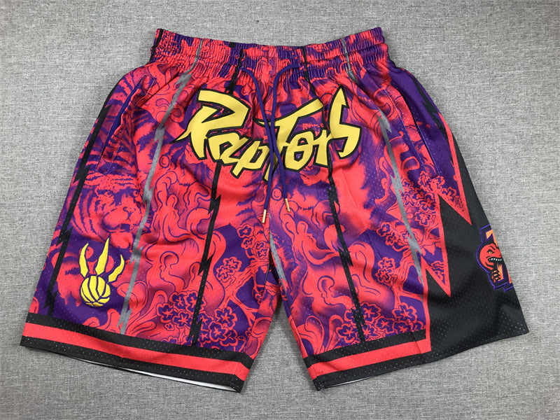 Toronto Raptors Authentic Just ☆ Don Crimson, Purple & Gold NBA Shorts [Exquisite Edition]