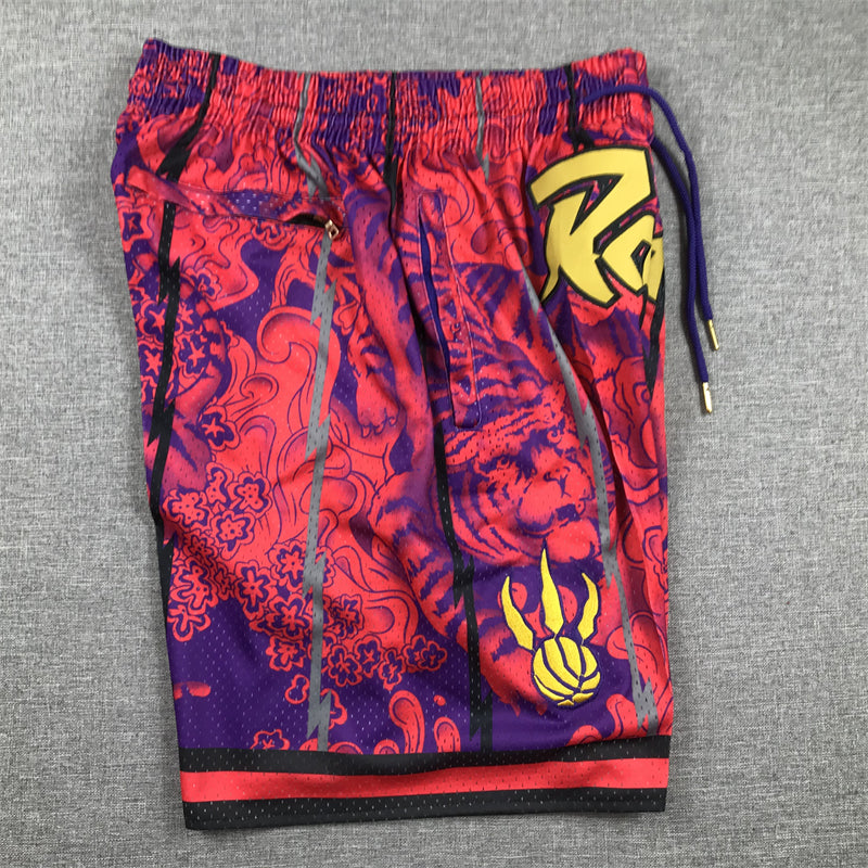 Toronto Raptors Authentic Just ☆ Don Crimson, Purple & Gold NBA Shorts [Exquisite Edition]