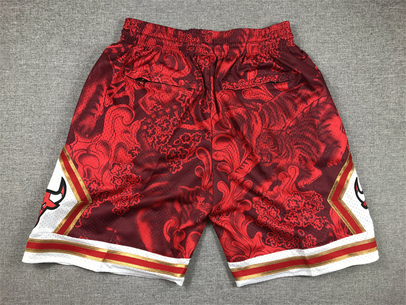 Chicago Bulls Authentic Just ☆ Don Crimson, Black & Gold NBA Shorts [Exquisite Edition]