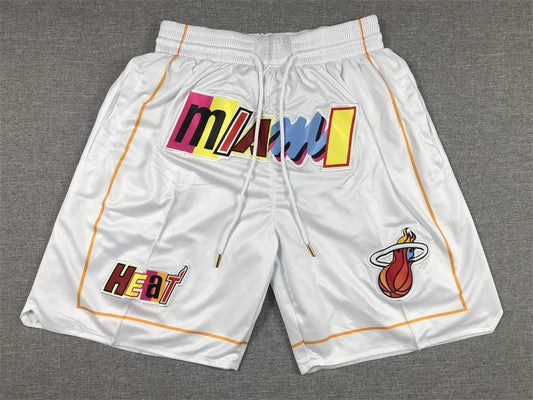 Miami Heat Authentic Just ☆ Don Pearl White NBA Shorts [City Edition]